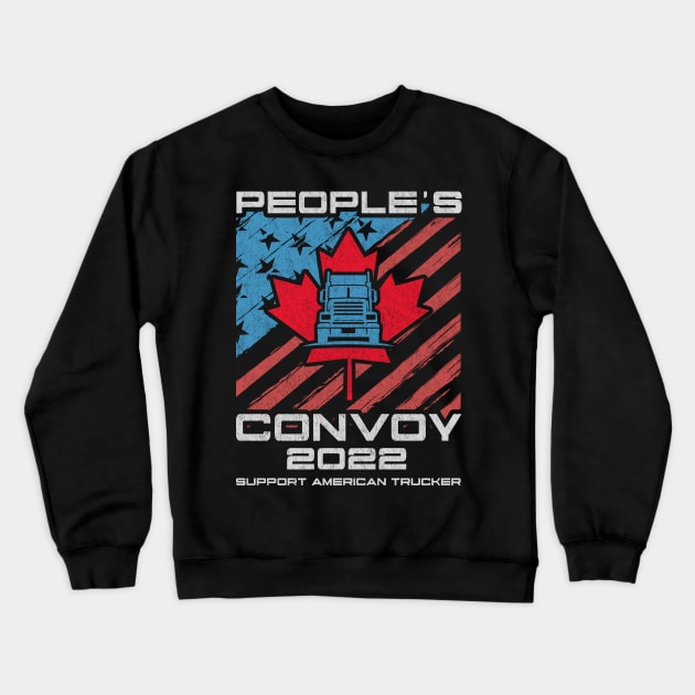 The People's Convoy 2022 Vintage America Truckers Freedom USA Crewneck Sweatshirt by Retro Vintage